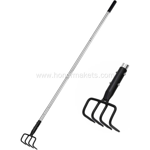 Long Hand Cultivator Carbon Steel & Stainless Steel Tiller Cultivator hand Tiller for Digging Loosening Weeding